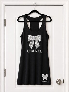 Heather Grey Tank Top or Tank Dress with Bow Logo